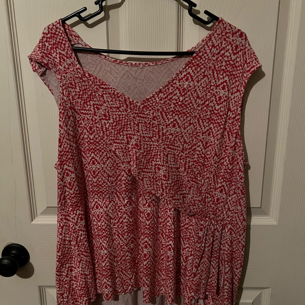 Asymmetrical Red Patterned Women's Top